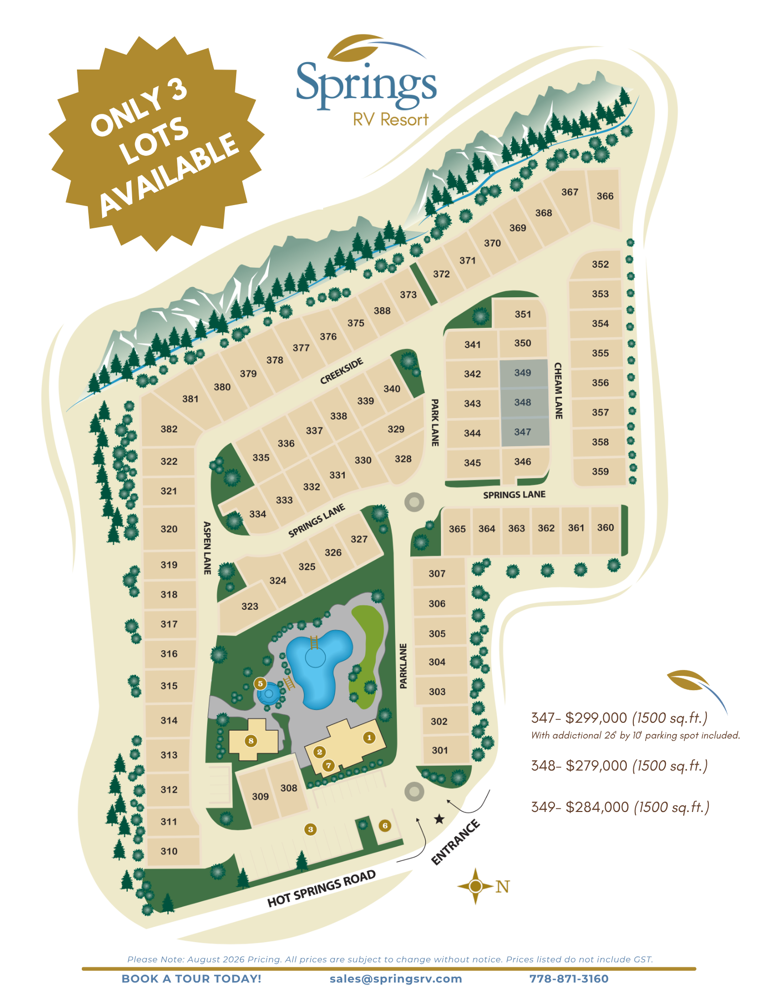 Phase 3 Lots For Sale Map Springs RV Resort
