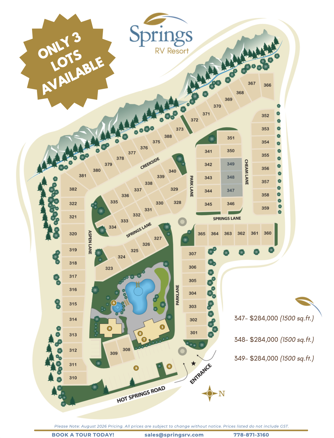Phase 3 Lots For Sale Map Springs RV Resort